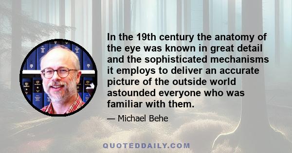 In the 19th century the anatomy of the eye was known in great detail and the sophisticated mechanisms it employs to deliver an accurate picture of the outside world astounded everyone who was familiar with them.