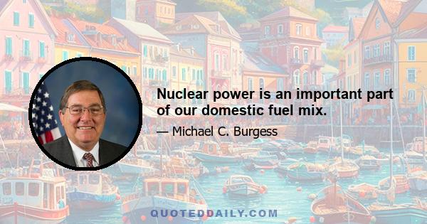 Nuclear power is an important part of our domestic fuel mix.