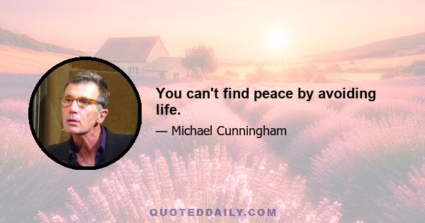 You can't find peace by avoiding life.