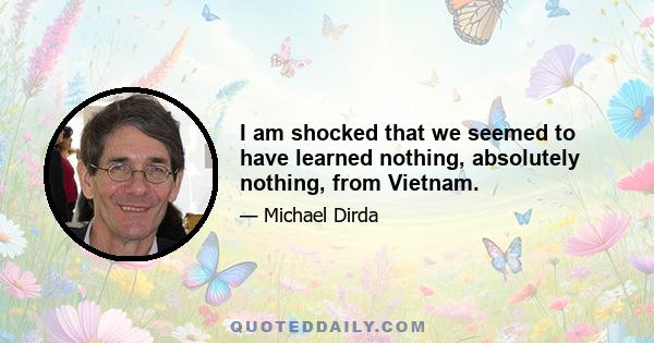 I am shocked that we seemed to have learned nothing, absolutely nothing, from Vietnam.