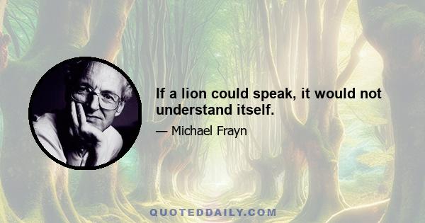 If a lion could speak, it would not understand itself.