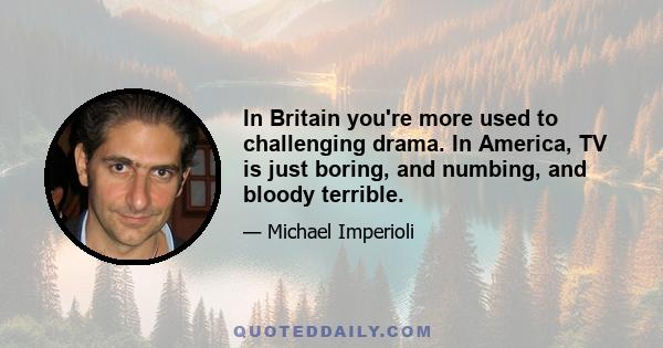 In Britain you're more used to challenging drama. In America, TV is just boring, and numbing, and bloody terrible.