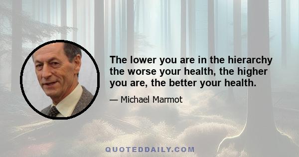 The lower you are in the hierarchy the worse your health, the higher you are, the better your health.