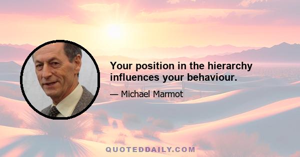 Your position in the hierarchy influences your behaviour.