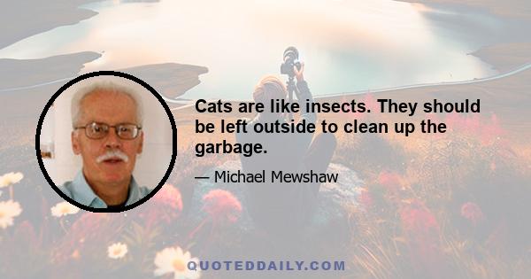 Cats are like insects. They should be left outside to clean up the garbage.