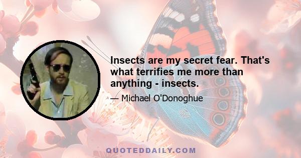 Insects are my secret fear. That's what terrifies me more than anything - insects.