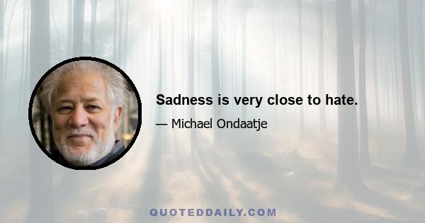 Sadness is very close to hate.