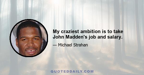 My craziest ambition is to take John Madden's job and salary.