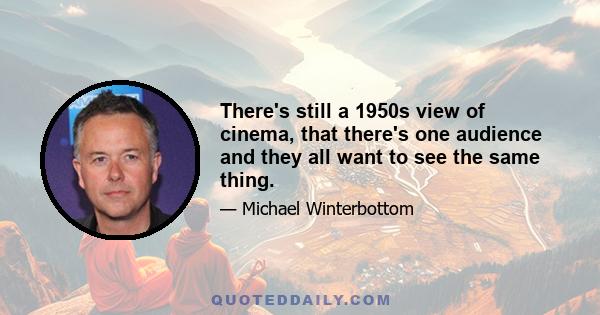 There's still a 1950s view of cinema, that there's one audience and they all want to see the same thing.