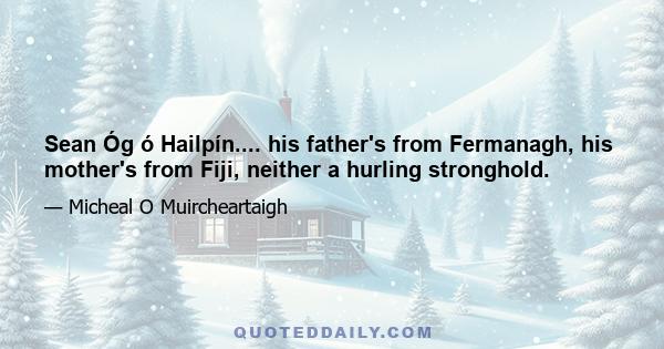 Sean Óg ó Hailpín.... his father's from Fermanagh, his mother's from Fiji, neither a hurling stronghold.