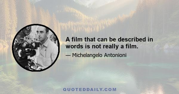 A film that can be described in words is not really a film.