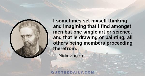 I sometimes set myself thinking and imagining that I find amongst men but one single art or science, and that is drawing or painting, all others being members proceeding therefrom.