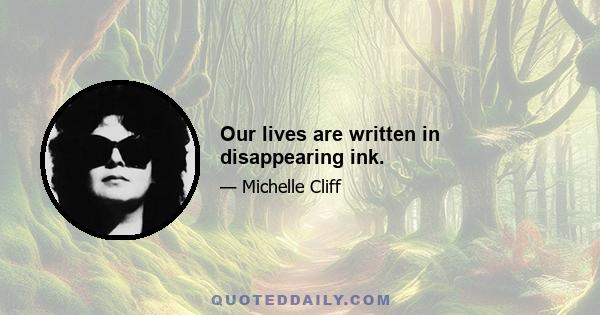 Our lives are written in disappearing ink.