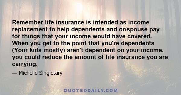 Remember life insurance is intended as income replacement to help dependents and or/spouse pay for things that your income would have covered. When you get to the point that you're dependents (Your kids mostly) aren't