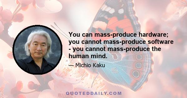 You can mass-produce hardware; you cannot mass-produce software - you cannot mass-produce the human mind.