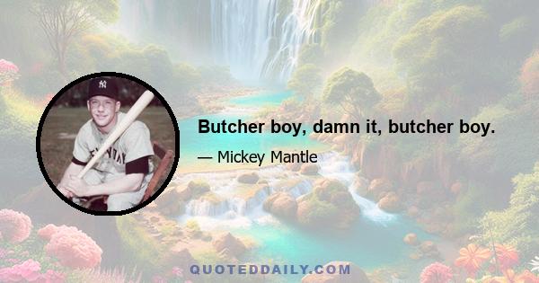 Butcher boy, damn it, butcher boy.