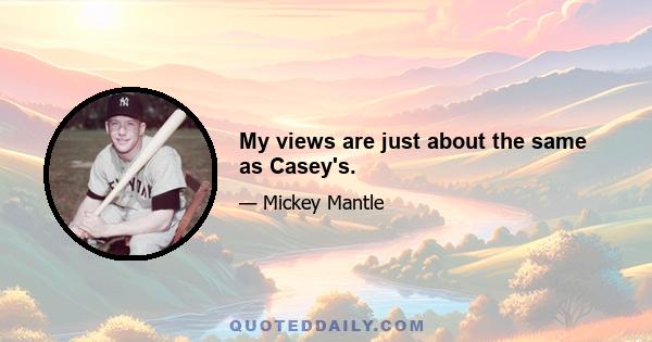 My views are just about the same as Casey's.