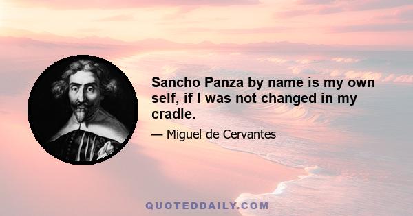 Sancho Panza by name is my own self, if I was not changed in my cradle.