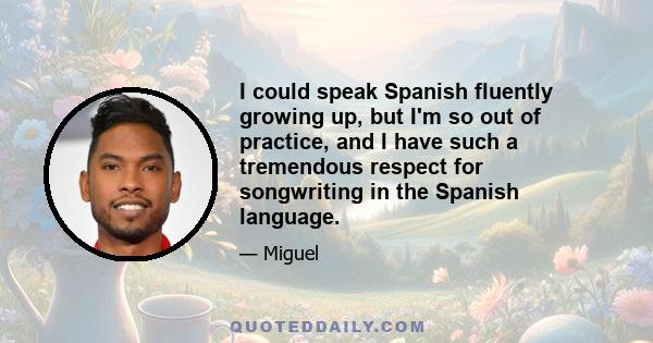 I could speak Spanish fluently growing up, but I'm so out of practice, and I have such a tremendous respect for songwriting in the Spanish language.