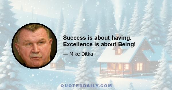 Success is about having. Excellence is about Being!