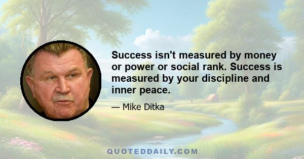 Success isn't measured by money or power or social rank. Success is measured by your discipline and inner peace.