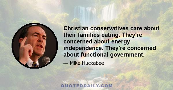 Christian conservatives care about their families eating. They're concerned about energy independence. They're concerned about functional government.