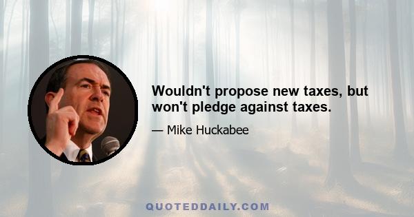 Wouldn't propose new taxes, but won't pledge against taxes.