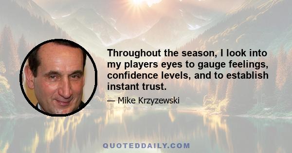 Throughout the season, I look into my players eyes to gauge feelings, confidence levels, and to establish instant trust.