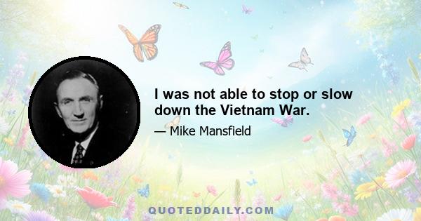 I was not able to stop or slow down the Vietnam War.