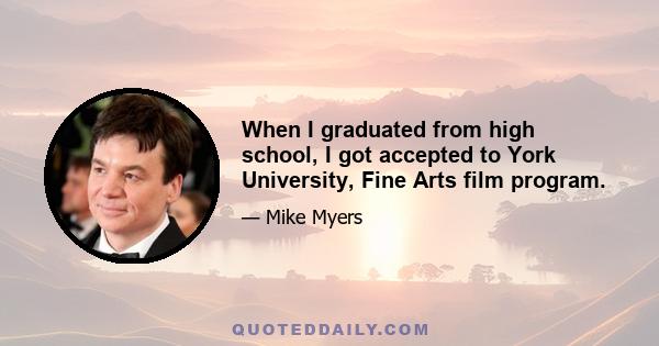 When I graduated from high school, I got accepted to York University, Fine Arts film program.