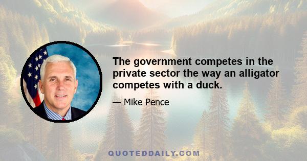 The government competes in the private sector the way an alligator competes with a duck.