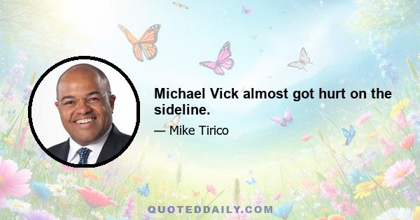 Michael Vick almost got hurt on the sideline.