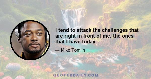 I tend to attack the challenges that are right in front of me, the ones that I have today.