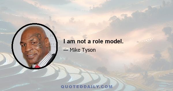 I am not a role model.