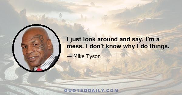 I just look around and say, I'm a mess. I don't know why I do things.