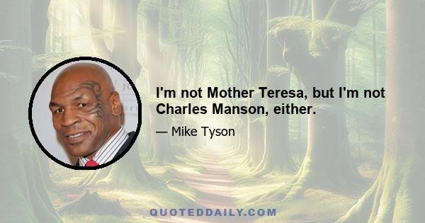 I'm not Mother Teresa, but I'm not Charles Manson, either.