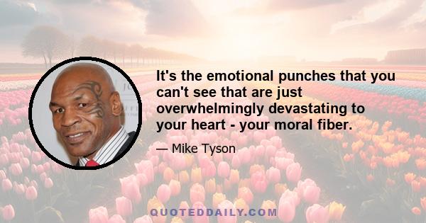 It's the emotional punches that you can't see that are just overwhelmingly devastating to your heart - your moral fiber.