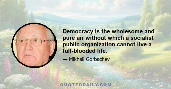 Democracy is the wholesome and pure air without which a socialist public organization cannot live a full-blooded life.