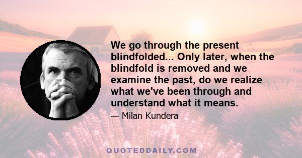 We go through the present blindfolded... Only later, when the blindfold is removed and we examine the past, do we realize what we've been through and understand what it means.