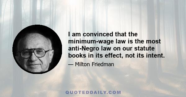 I am convinced that the minimum-wage law is the most anti-Negro law on our statute books in its effect, not its intent.