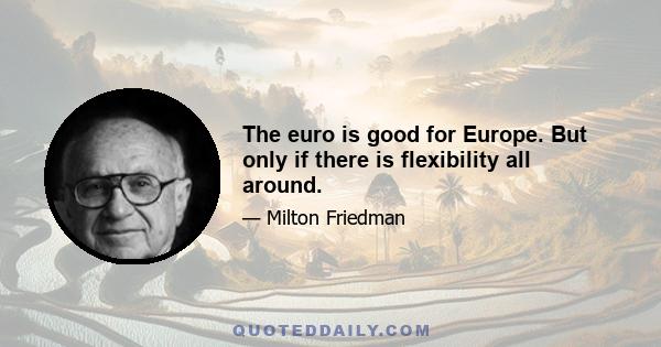 The euro is good for Europe. But only if there is flexibility all around.