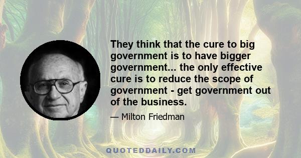 They think that the cure to big government is to have bigger government... the only effective cure is to reduce the scope of government - get government out of the business.