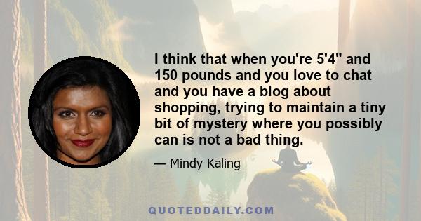 I think that when you're 5'4 and 150 pounds and you love to chat and you have a blog about shopping, trying to maintain a tiny bit of mystery where you possibly can is not a bad thing.