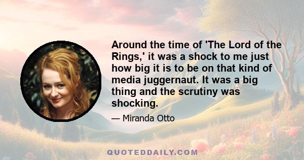 Around the time of 'The Lord of the Rings,' it was a shock to me just how big it is to be on that kind of media juggernaut. It was a big thing and the scrutiny was shocking.