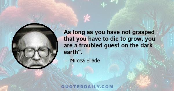 As long as you have not grasped that you have to die to grow, you are a troubled guest on the dark earth.