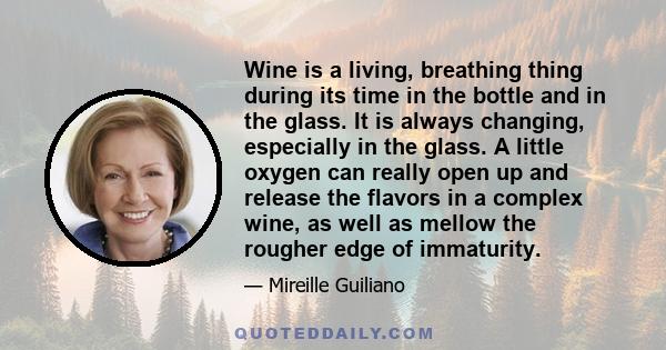 Wine is a living, breathing thing during its time in the bottle and in the glass. It is always changing, especially in the glass. A little oxygen can really open up and release the flavors in a complex wine, as well as