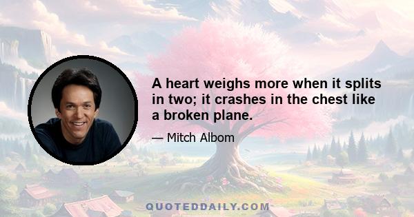 A heart weighs more when it splits in two; it crashes in the chest like a broken plane.