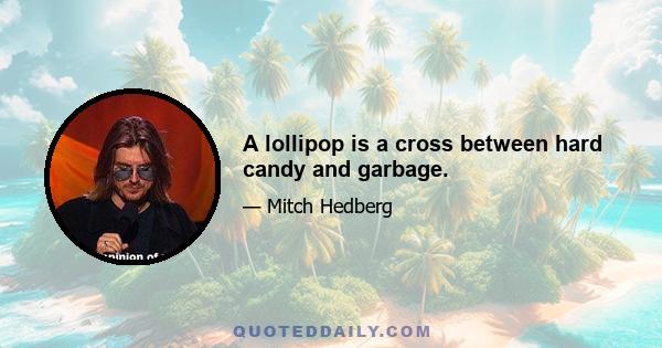 A lollipop is a cross between hard candy and garbage.