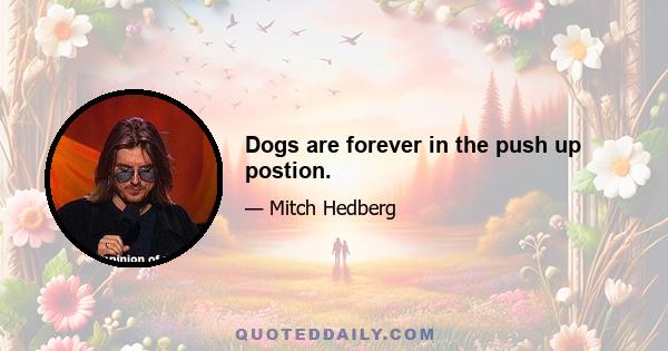 Dogs are forever in the push up postion.