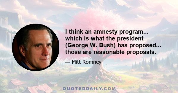 I think an amnesty program... which is what the president (George W. Bush) has proposed... those are reasonable proposals.